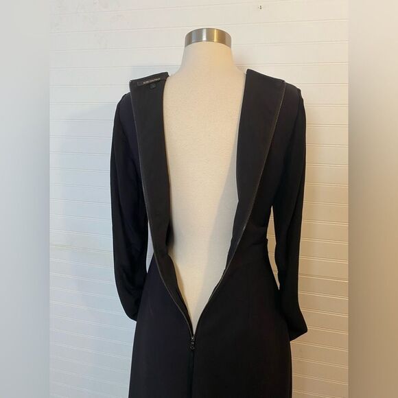 Kobi Halperin Silk Drew Jewel Neck Runch Black Long Sleeve Dress Size 4 - Picture 5 of 9